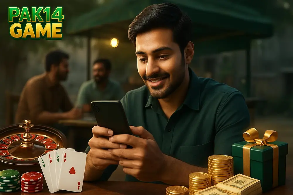 PAK14 GAME app โ a young Pakistani man downloading an app on his smartphone while sitting outdoors near a tea stall PAK14 GAME app โ a young Pakistani man downloading an app on his smartphone while sitting outdoors near a tea stall