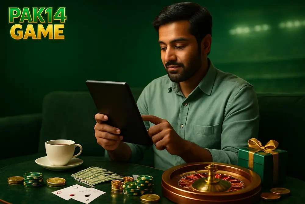 PAK14 GAME register โ a Pakistani man in a shirt sitting on a sofa completing sign-up steps on a tablet with a cup PAK14 GAME register โ a Pakistani man in a shirt sitting on a sofa completing sign-up steps on a tablet with a cup